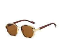 RRNTTTM Gafas de sol de piloto para hombre y mujer, estilo vintage, protección UV400, gafas de sol clásicas con textura de madera, color dorado.