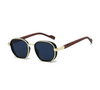 RRNTTTM Gafas de sol de piloto para hombre y mujer, estilo vintage, protección UV400, gafas de sol clásicas con textura de madera, color dorado y negro oscuro.