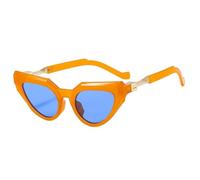RRNTTTM Gafas de sol estilo ojo de gato para mujer, gafas ovaladas, gafas de sol triangulares vintage para mujer, gafas de sol para mujer, naranja azul, una