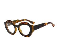RRNTTTM Gafas de sol ovaladas de doble color, estilo retro, únicas, a la moda, para mujer, con degradado transparente, UV400, para hombre, estilo punk, con estampado de leopardo (leopardo negro tran