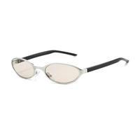 RRNTTTM Gafas de sol ovaladas pequeñas para mujer, protección UV400 (color champán plateado)