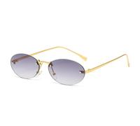 RRNTTTM Gafas de sol ovaladas sin montura para mujer, estilo vintage, montura pequeña, gafas de sol de moda para mujer, lentes degradadas transparentes, protección UV400, gris degradado, una