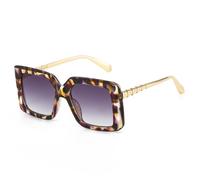 RRNTTTM Gafas de sol para mujer, moda, degradado de dos colores, personalidad, diseño de patillas de metal, gafas de sol modernas para hombre, UV400, morado, leopardo, gris, una