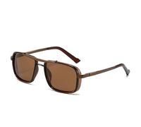 RRNTTTM Gafas de sol polarizadas retro para hombre y mujer, modelo TAC, para conducir, pescar, con montura metálica de doble haz, color marrón.