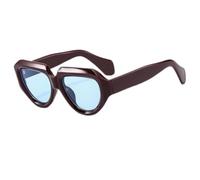 RRNTTTM Gafas de sol redondas de lujo estilo retro con montura gruesa para mujer, color negro y azul, estilo ojo de gato, gafas de sol de piloto, protección UV400, gafas de sol extragrandes para hom