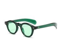 RRNTTTM Gafas de sol redondas pequeñas de moda para mujer, estilo retro, con lentes transparentes, protección UV400, remaches, estilo punk, para hombre, color verde, una
