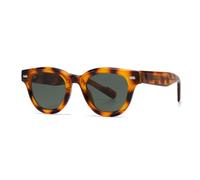 RRNTTTM Gafas de sol redondas polarizadas clásicas para hombre con incrustaciones de acrílico en las patillas, gafas de sol de lujo para mujer, ideales para la playa (verde medio).