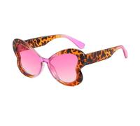 RRNTTTM Gafas de sol retro con estampado de leopardo y mariposas degradadas para mujer, color caramelo, diseño punk, estilo casual, UV400 (rosa semitransparente)