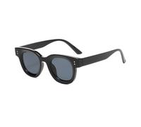 RRNTTTM Gafas de sol retro de moda, montura elíptica de cristal, montura pequeña engrosada, diseño minimalista, gafas de sol para sesión de fotos callejera, negro negro, una