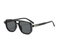 RRNTTTM Gafas de sol retro para hombre, montura de doble haz, estilo casual y moderno, color negro y gris.