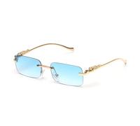 RRNTTTM Gafas de sol sin montura UV400, gafas de metal de moda para hombre y mujer, gafas de sol para exteriores, C3 Gold azul, una