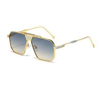 RRNTTTM Gafas de sol vintage para hombre, color marrón, lujo, retro, clásicas, para hombre, UV400, color gris dorado, té, una
