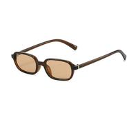 RRNTTTM Gafas de sol vintage para hombre y mujer, gafas de moda, gafas de sol con protección UV400, lentes pequeñas, té, una