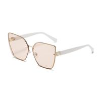 RRNTTTM Gafas protectoras de montura grande estilo ojo de gato, sin montura, con lentes degradadas, protección UV400, diseño de gafas de sol, color champán.