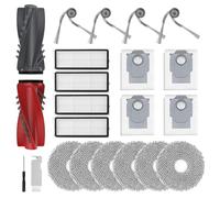 Rrochio Accesorios para roborock Qrevo S5V, Juegos de Recambio para Aspiradoras Qrevo Curv S5x 5A1, Qrevo Edge S5A 5V1 con 6 Paños, 4 Bolsas, 4 Filtros Hepa, Cepillo Principal e 4 Laterales