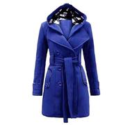 Rrongwn Abrigo de lana para mujer, chaqueta cortavientos de invierno con cinturón, otoño e invierno, abrigo clásico, largo y elegante, abrigo de lana cálido, abrigo de invierno de una sola fila, ropa