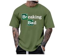 Rrongwn - Camiseta de manga corta con script de Breaking Bad Heisenberg, cuello redondo, de algodón, transpirable, casual, para Y2K, streetwear, fitness y estudio, verde, XL