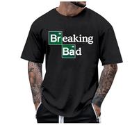 Rrongwn - Camiseta de manga corta con script de Breaking Bad Heisenberg, cuello redondo, de algodón, transpirable, casual, para Y2K, streetwear, fitness y estudio, Negro , 3XL