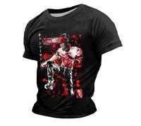Rrongwn Chainsaw-Man Camiseta Hombre Makima Estampado Moda Camiseta Holgada Manga Corta Anime Algodón Camisetas Hip Hop Sport Y2K Streetwear Ligero Camiseta, 01 negro, M