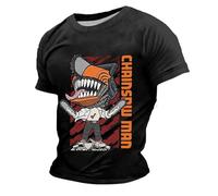 Rrongwn Chainsaw-Man camiseta para hombre Makima impresión moda T-Shirt manga corta informal Anime algodón camiseta Hip Hop deporte Y2K ropa urbana ligera Tee Top, A negro., L