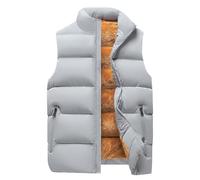 Rrongwn Chaleco acolchado para hombre, cuello alto, sherpa, acolchado, naranja, acolchado, cálido, grueso, cálido, térmico, frío, oficina, trabajo, entrega, depósito, ropa de trabajo de invierno