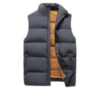 Rrongwn Chaleco acolchado para hombre, cuello alto, sherpa, acolchado, naranja, acolchado, cálido, grueso, cálido, térmico, frío, oficina, trabajo, entrega, depósito, ropa de trabajo de invierno