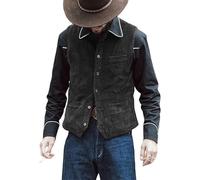 Rrongwn Chaleco de pana para hombre, corte ajustado, sin mangas, chaleco tradicional para hombre, traje vintage, elegante, chaleco regional para Oktoberfest, gris oscuro, XL