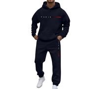 Rrongwn Chándal para mujer y hombre, juego de chándal de 2 piezas, estampado de París Y2K, sudadera con capucha y pantalones de joggy, conjunto de pantalones de invierno, traje deportivo holgado