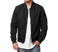 Rrongwn Chaqueta bomber ligera para hombre, color negro, a la moda, informal, universitaria, cómoda, chaqueta de piloto, chaqueta de aviador, chaqueta cortavientos, chaqueta transpirable