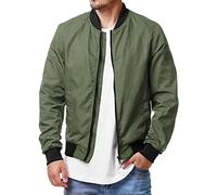 Rrongwn Chaqueta bomber ligera para hombre, color negro, a la moda, informal, universitaria, cómoda, chaqueta de piloto, chaqueta de aviador, chaqueta cortavientos, chaqueta transpirable, Verde