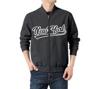Rrongwn Chaqueta bomber para hombre New York College Chaqueta transpirable Chaqueta de entretiempo clásica Chaqueta de ocio de manga larga para exteriores, cuello alto, chaqueta de piloto cómoda