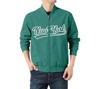 Rrongwn Chaqueta bomber para hombre New York College Chaqueta transpirable Chaqueta de entretiempo clásica Chaqueta de ocio de manga larga para exteriores, cuello alto, chaqueta de piloto cómoda