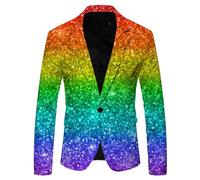 Rrongwn Chaqueta de traje de hombre con lentejuelas, para tiempo libre, para negocios, para el tiempo libre, para bodas, fiestas, lentejuelas, blazer moderno, esmoquin, formal, disfraz de carnaval,