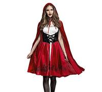 Rrongwn Disfraz de Caperucita Roja para adultos, vestido largo y capa con capucha, disfraz de Halloween, carnaval, festivo, vestido de fiesta de cuento de hadas, cosplay, trajes, ropa, rojo, XXL