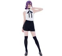 Rrongwn - Disfraz de Cosplay de Chainsaw-Man de Anime, Uniforme de Reze, Vestido de Makima, Blusa, Pantalones Cortos, Medias, Collar con Pajarita, Traje de Halloween, Negro , XXL