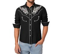 Rrongwn Disfraz de vaquero para hombre, camisa tradicional, corte ajustado, camisa de ocio, camisas vintage, ropa de country, camisas de algodón, camisa de negocios, elástica, manga larga, camisas