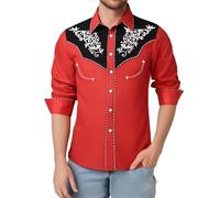 Rrongwn Disfraz de vaquero para hombre, camisa tradicional, corte ajustado, camisa de ocio, camisas vintage, ropa de country, camisas de algodón, camisa de negocios, elástica, manga larga, camisas