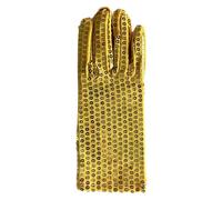 Rrongwn Guantes de lentejuelas para mujer, guantes de rendimiento, guantes de concierto de Michael Jackson, guantes brillantes, guantes de hip hop, carnaval, cosplay, disfraz de los años 80, dorado,