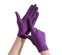 Rrongwn Guantes de mujer satén clásico ópera fiesta fiesta Audrey Hepburn Guantes estilo 1920 guantes elásticos tamaño adulto para mujer guantes cortos de terciopelo guantes de fiesta disfraz, morado,