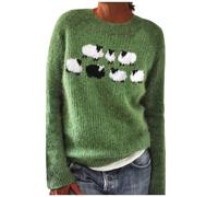 Rrongwn Jersey de mujer para invierno, norreno, suéter, cálido, cuello redondo, elegante, de manga larga, tallas grandes, suéter suelto, suéter de punto, casual, suéter de punto, prendas de vestir