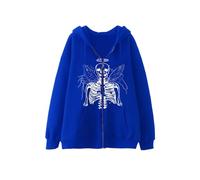 Rrongwn Mr Y2K Zip Up Sudaderas con Capucha Manga Larga Gráfico Star Print Chaqueta con Capucha Mujer Oversized Goth Harajuku Sudadera Punk Grunge Streetwear, azul, L