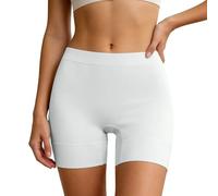 Rrongwn Pantalones cortos sin costuras, ligeros, moldeadores para mujer, cintura media, leggings cortos, ropa interior 2 en 1, pantalones de seguridad, Blanco, Talla única