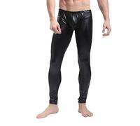Rrongwn Pantalones de charol para hombre, aspecto mojado, sexy, de charol, leggins de látex, ajustados, pantalones de cuero, elásticos, deportivos, delgados, para discoteca, bar, corte ajustado,