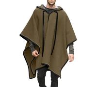 Rrongwn Poncho con capucha para hombre, capa de invierno estilo vaquero, chaqueta hippie para otoño e invierno, poncho con capucha, abrigo casual de invierno con bolsillos, poncho de lana mexicana