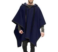 Rrongwn Poncho con capucha para hombre Cape Pancho Invierno Vaquero Hippie Chaqueta Otoño Invierno Poncho con Capucha Casual Abrigo de Invierno con Bolsillos Hombres Poncho de Lana Mexicana Casual