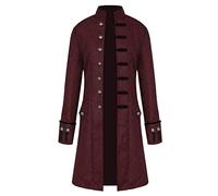Rrongwn Ropa medieval para hombre, chaqueta de Halloween, disfraz de corte victoriano, uniforme gótico, chaqueta gótica, traje festivo, traje renacentista, pirata, vampiro, cosplay, Vino, M