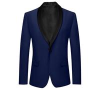 Rrongwn Sakkos para hombre chaquetas de traje suave al aire libre para ocio esmoquin para boda deportivo traje casual corte regular chaqueta de negocios chaqueta cálida para hombre, azul oscuro, S