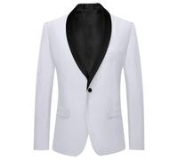 Rrongwn Sakkos para hombre chaquetas de traje suave al aire libre para ocio esmoquin para boda deportivo traje casual corte regular chaqueta de negocios chaqueta cálida para hombre, Blanco, XXL
