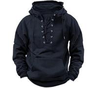 Rrongwn Sudadera con capucha medieval para hombre, steampunk, sudadera gótica, vintage, corte regular, camisa de ocio, chaqueta tradicional con cordones, chaqueta informal a prueba de viento para