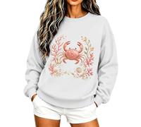 Rrongwn Sudadera para mujer sin capucha con estampado de vida marina, 06 blanco., XL